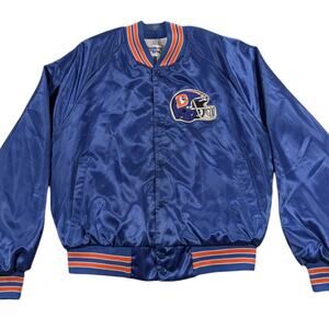Denver Broncos Vintage Chalk Line Satin Bomber Jacket EUC Size L       WF174